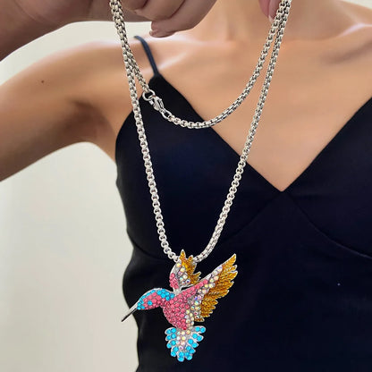 1 Piece Nordic Style Bird Alloy Inlay Artificial Diamond 14k Gold Plated Women'S Pendant Necklace