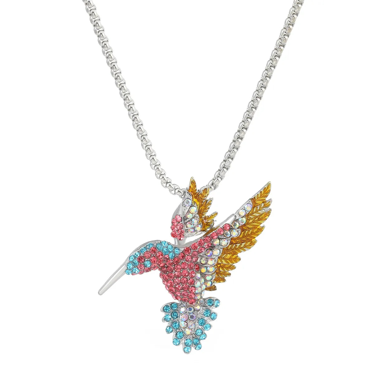 1 Piece Nordic Style Bird Alloy Inlay Artificial Diamond 14k Gold Plated Women'S Pendant Necklace