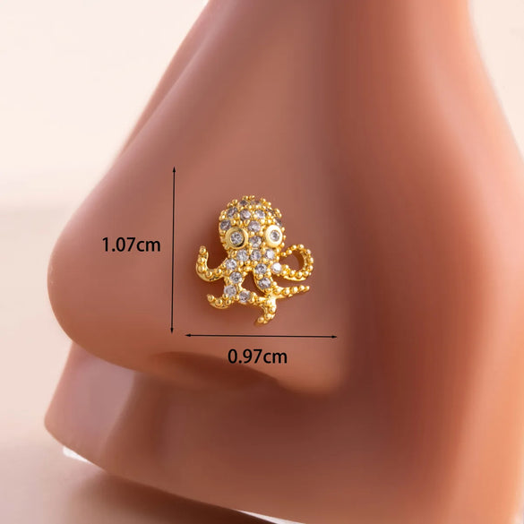 1 Piece Nose Rings & Studs Casual French Style Korean Style Bow Knot 316L Stainless Steel  Copper Inlay Zircon Nose Rings & Studs