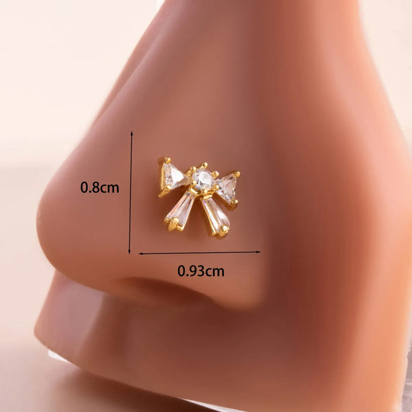 1 Piece Nose Rings & Studs Casual French Style Korean Style Bow Knot 316L Stainless Steel  Copper Inlay Zircon Nose Rings & Studs