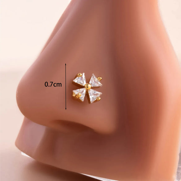 1 Piece Nose Rings & Studs Casual French Style Korean Style Bow Knot 316L Stainless Steel  Copper Inlay Zircon Nose Rings & Studs