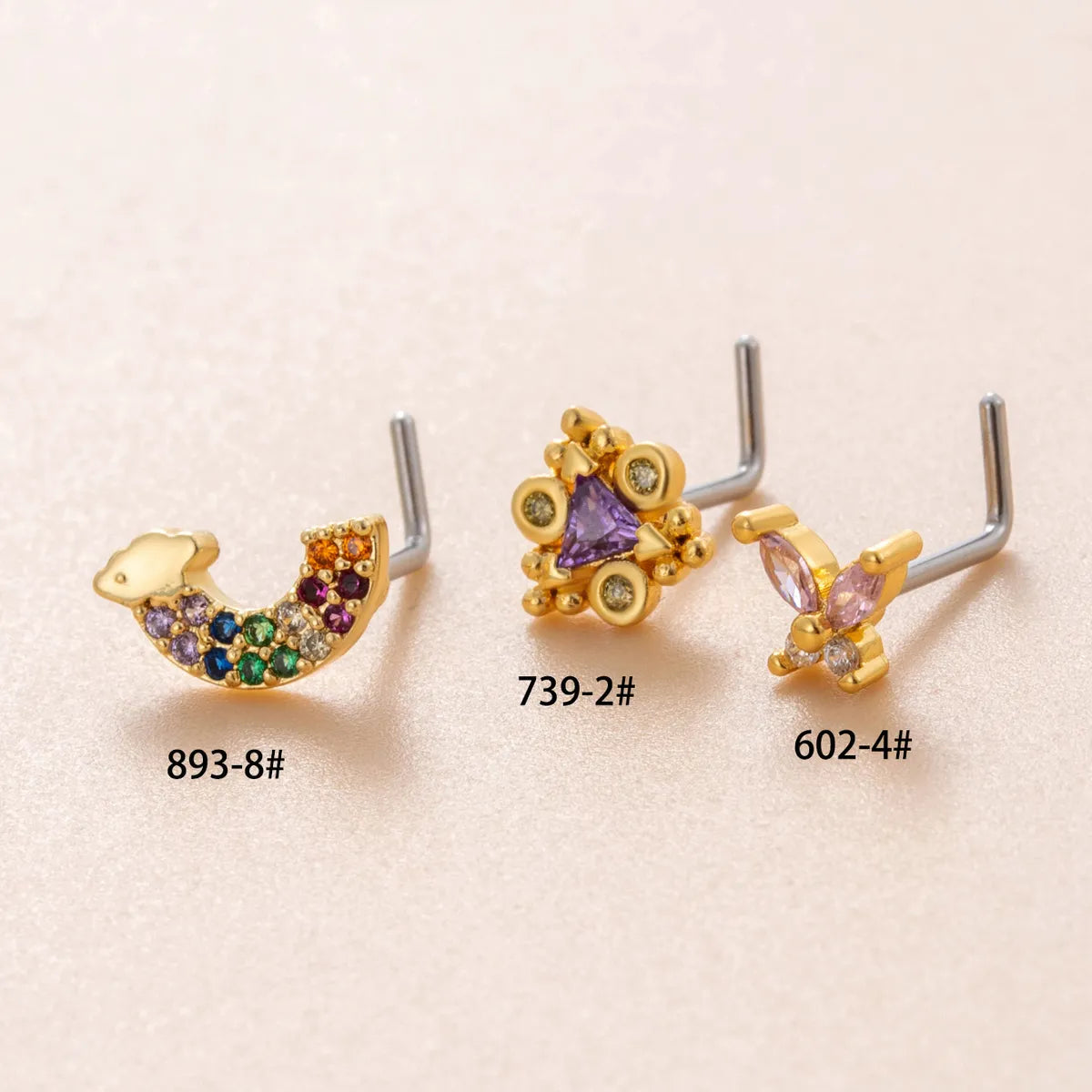 1 Piece Nose Rings & Studs Casual French Style Korean Style Butterfly 316L Stainless Steel  Copper Butterfly Zircon Nose Rings & Studs