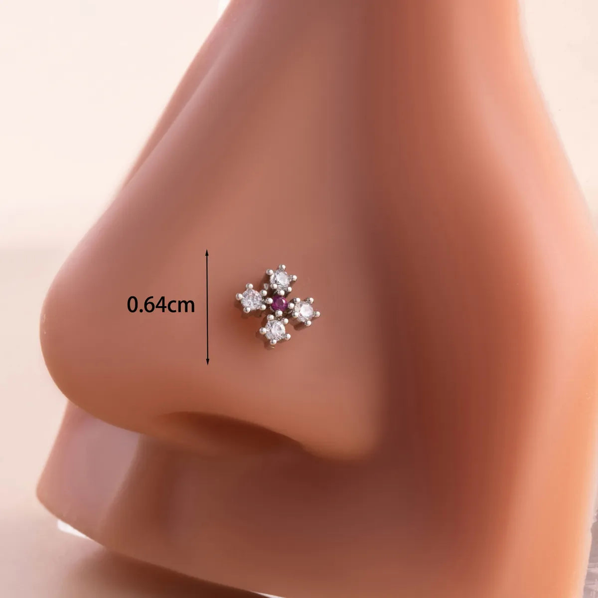 1 Piece Nose Rings & Studs Casual French Style Korean Style Flower 316L Stainless Steel  Copper Inlay Zircon Nose Rings & Studs