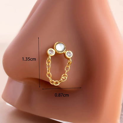 1 Piece Nose Rings & Studs Casual French Style Korean Style Round Butterfly 316L Stainless Steel  Copper Inlay Zircon Nose Rings & Studs