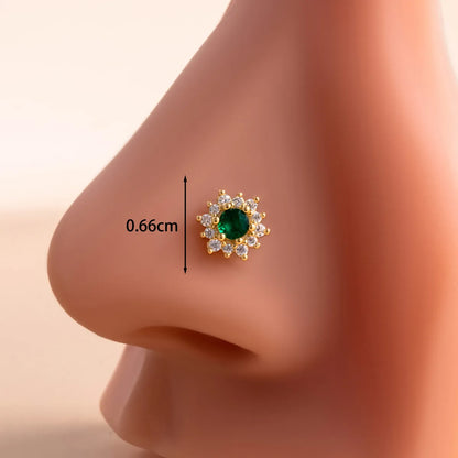 1 Piece Nose Rings & Studs Casual French Style Korean Style Water Droplets Heart Shape Flower 316L Stainless Steel  Copper Inlay Zircon Nose Rings & Studs