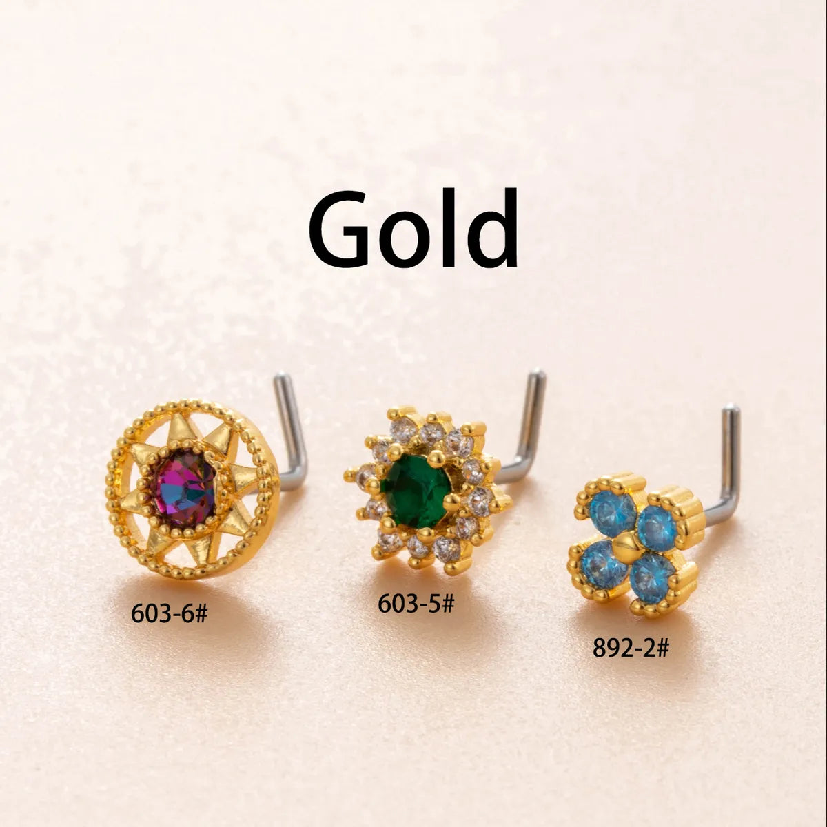 1 Piece Nose Rings & Studs Casual French Style Korean Style Water Droplets Heart Shape Flower 316L Stainless Steel  Copper Inlay Zircon Nose Rings & Studs