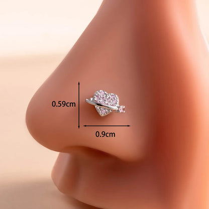 1 Piece Nose Rings & Studs Casual French Style Korean Style Water Droplets Heart Shape Flower 316L Stainless Steel  Copper Inlay Zircon Nose Rings & Studs