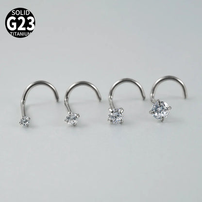 1 Piece Nose Rings & Studs Casual Hawaiian Tropical Geometric G23 Titanium Inlay Zircon Nose Rings & Studs