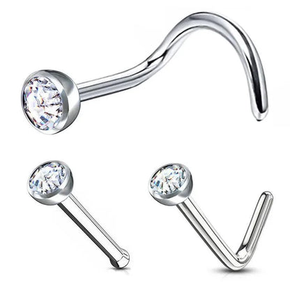 1 Piece Nose Rings & Studs Casual Modern Style Classic Style Solid Color Pure Titanium Rhinestones