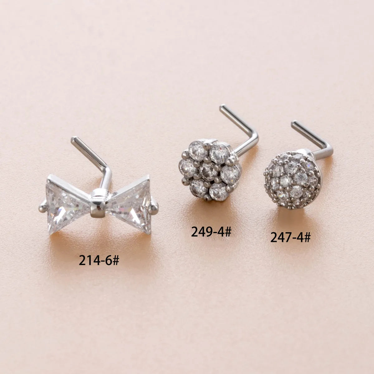 1 Piece Nose Rings & Studs Casual Simple Style Bow Knot 316L Stainless Steel  Copper Inlay Zircon Nose Rings & Studs