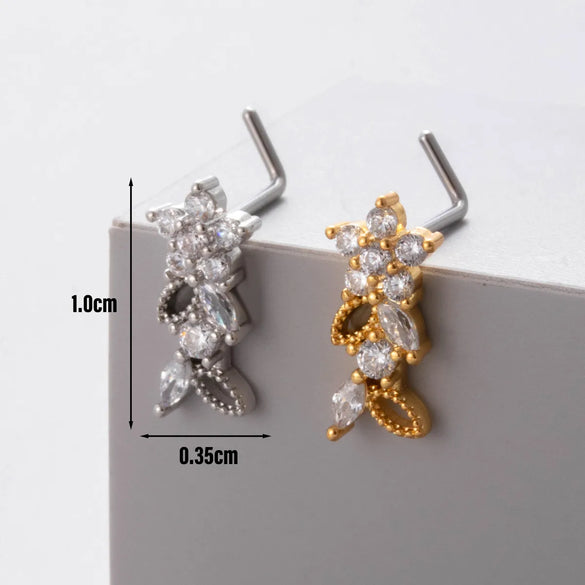 1 Piece Nose Rings & Studs Casual Simple Style Classic Style Flower Butterfly Bow Knot 316L Stainless Steel  Copper Inlay Zircon Nose Rings & Studs