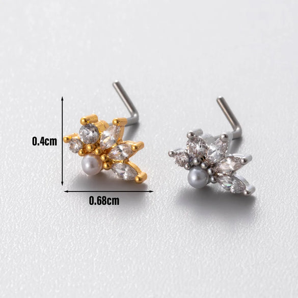 1 Piece Nose Rings & Studs Casual Simple Style Classic Style Flower Butterfly Bow Knot 316L Stainless Steel  Copper Inlay Zircon Nose Rings & Studs