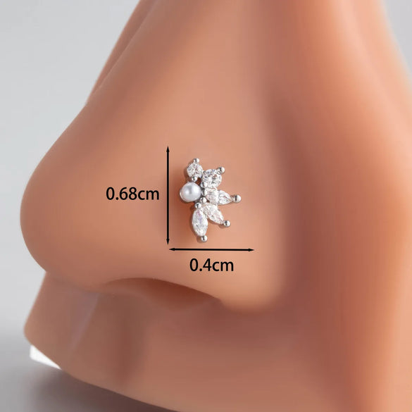 1 Piece Nose Rings & Studs Casual Simple Style Classic Style Flower Butterfly Bow Knot 316L Stainless Steel  Copper Inlay Zircon Nose Rings & Studs
