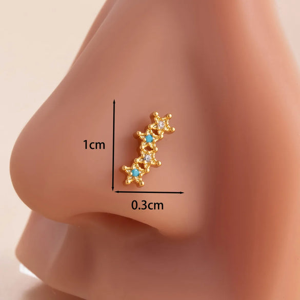 1 Piece Nose Rings & Studs Casual Simple Style Classic Style Flower Butterfly Bow Knot 316L Stainless Steel  Copper Inlay Zircon Nose Rings & Studs