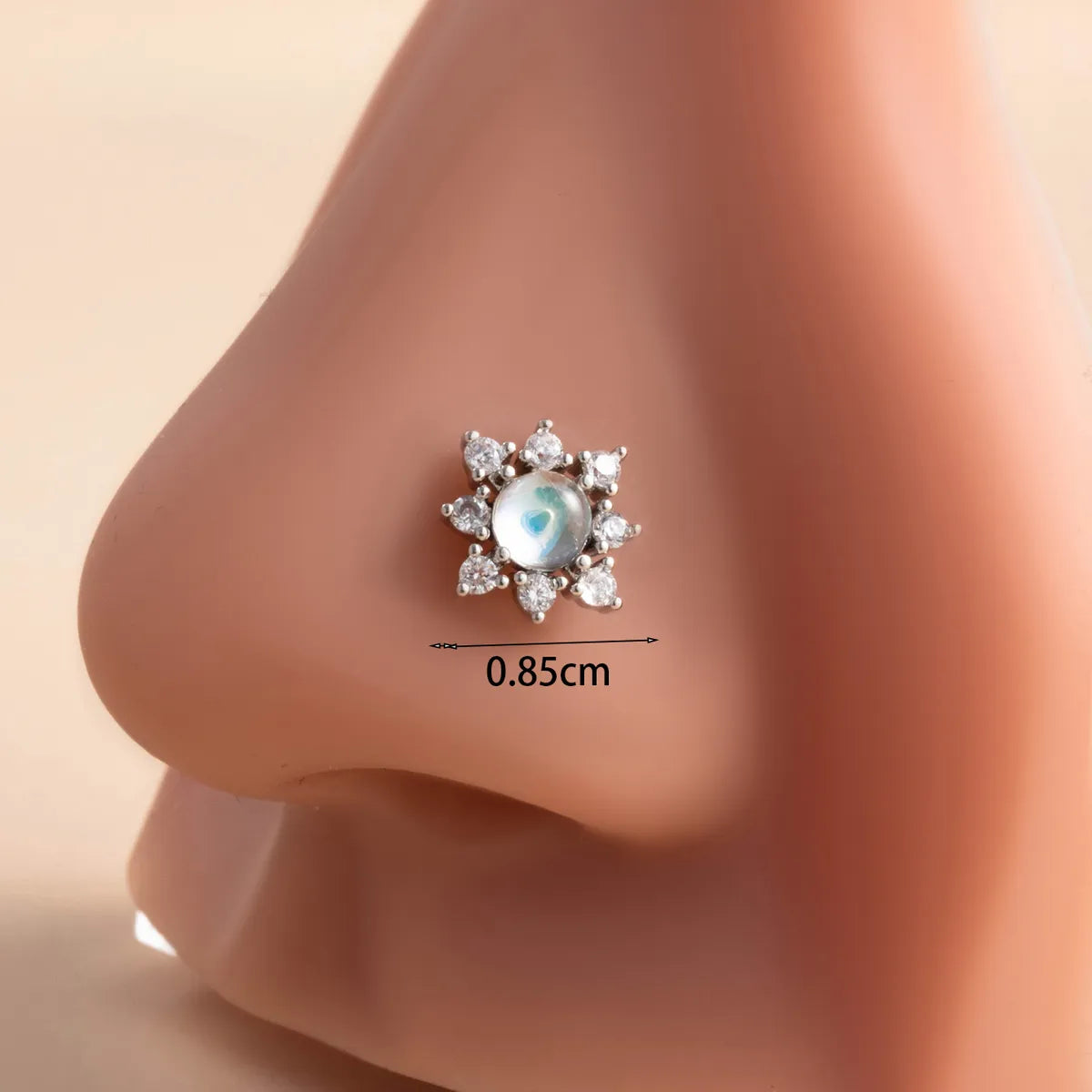 1 Piece Nose Rings & Studs Casual Simple Style Flower 316L Stainless Steel  Copper Inlay Zircon Nose Rings & Studs