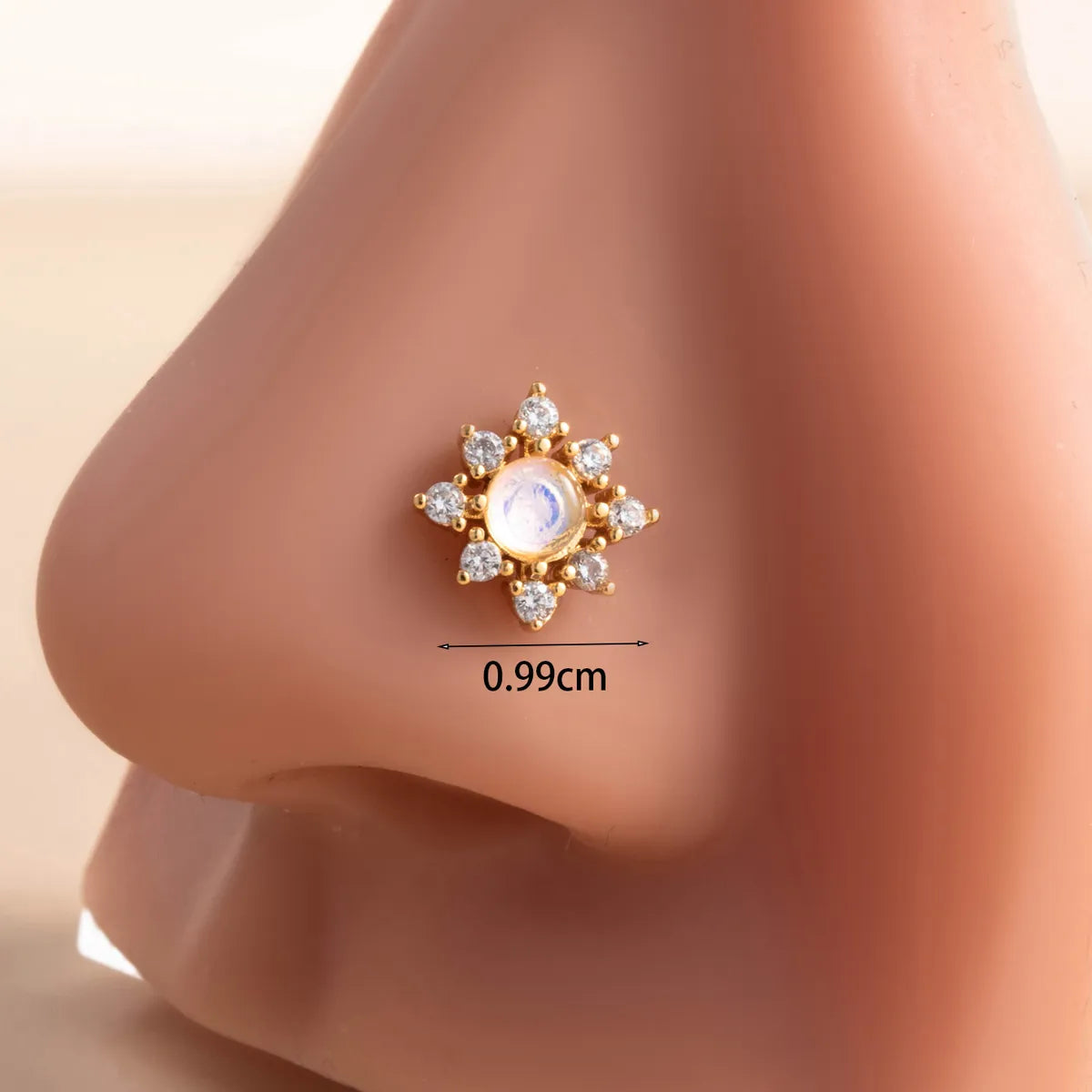 1 Piece Nose Rings & Studs Casual Simple Style Flower 316L Stainless Steel  Copper Inlay Zircon Nose Rings & Studs