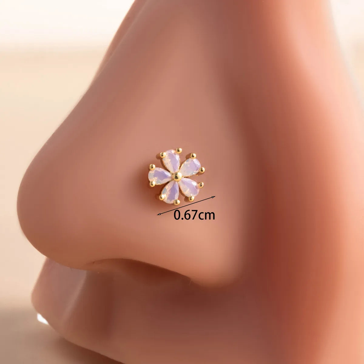 1 Piece Nose Rings & Studs Casual Simple Style Flower 316L Stainless Steel  Copper Inlay Zircon Nose Rings & Studs