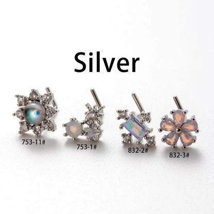 1 Piece Nose Rings & Studs Casual Simple Style Flower 316L Stainless Steel  Copper Inlay Zircon Nose Rings & Studs