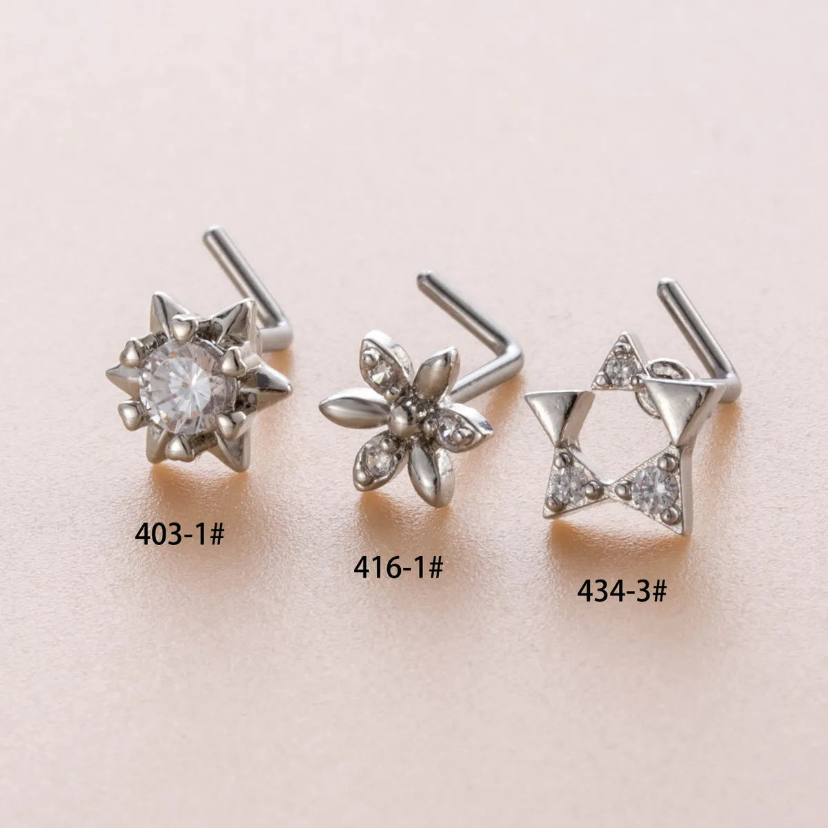 1 Piece Nose Rings & Studs Casual Simple Style Flower 316L Stainless Steel  Copper Inlay Zircon Nose Rings & Studs