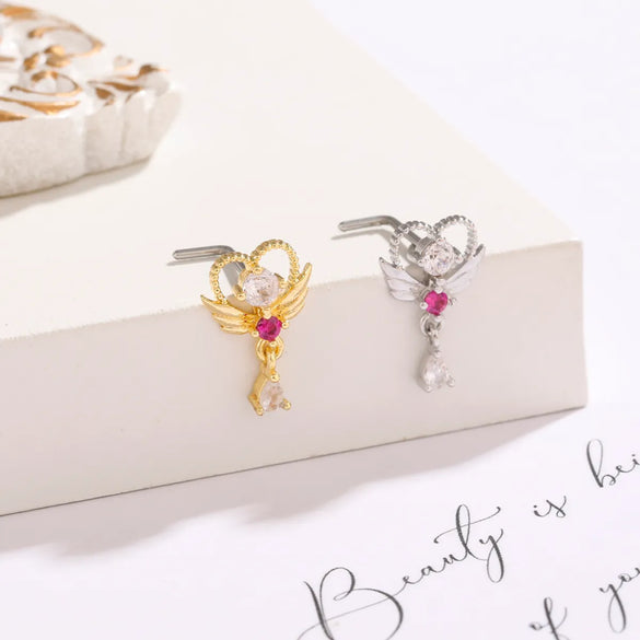 1 Piece Nose Rings & Studs Classic Style Geometric Moon Copper Polishing Plating Zircon 18K Gold Plated Nose Rings & Studs