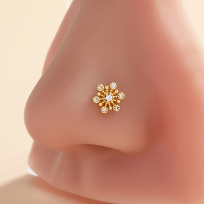 1 Piece Nose Rings & Studs Classic Style Geometric Moon Copper Polishing Plating Zircon 18K Gold Plated Nose Rings & Studs