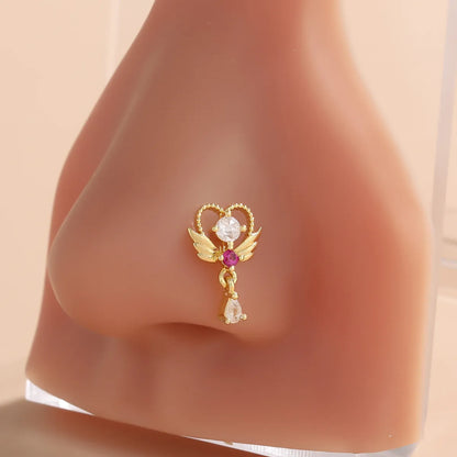 1 Piece Nose Rings & Studs Classic Style Geometric Moon Copper Polishing Plating Zircon 18K Gold Plated Nose Rings & Studs