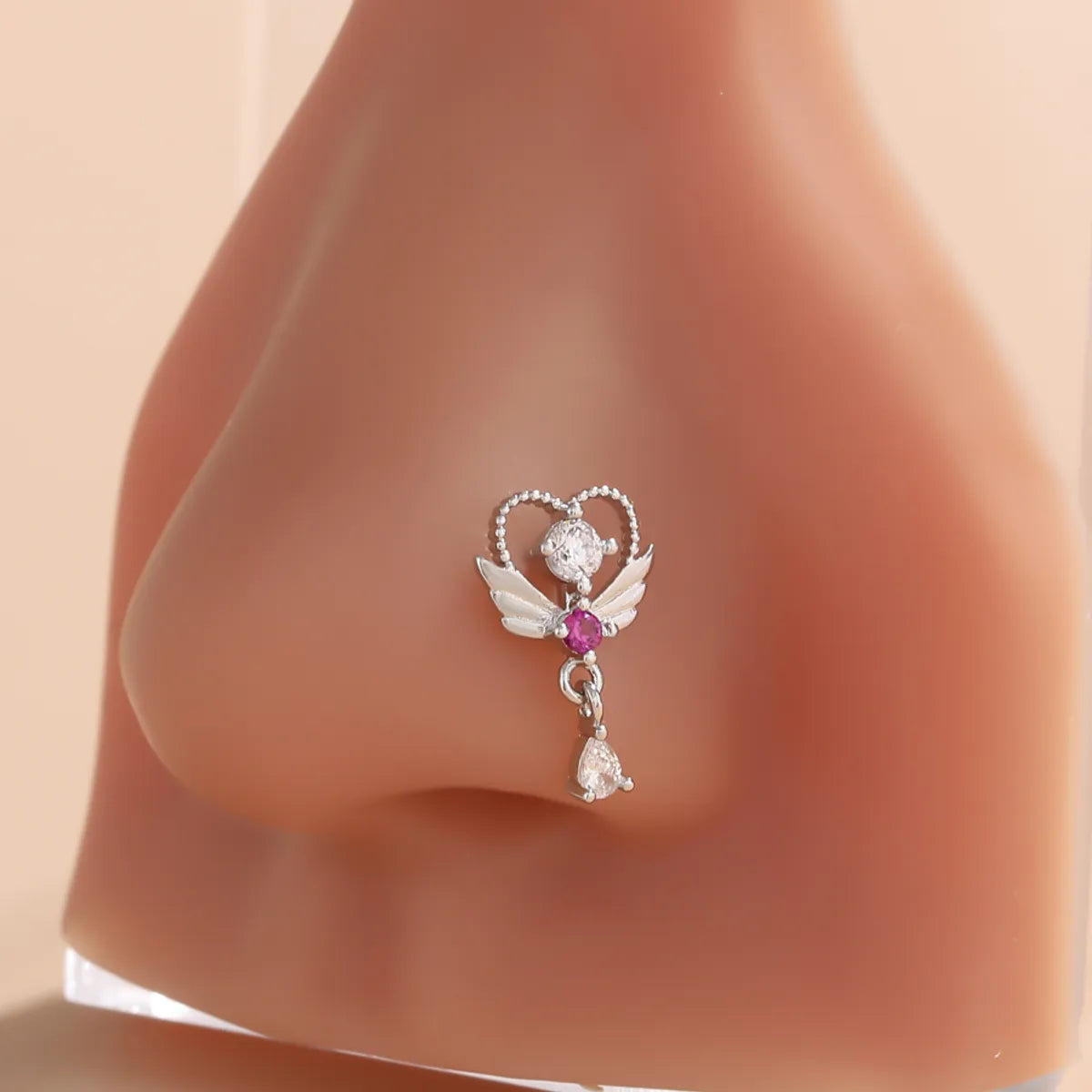 1 Piece Nose Rings & Studs Classic Style Geometric Moon Copper Polishing Plating Zircon 18K Gold Plated Nose Rings & Studs