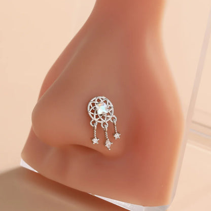 1 Piece Nose Rings & Studs Classic Style Geometric Moon Copper Polishing Plating Zircon 18K Gold Plated Nose Rings & Studs