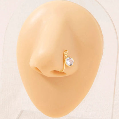 1 Piece Nose Rings & Studs Cute Hip-Hop Simple Style Solid Color Copper Inlay Rhinestones Nose Rings & Studs