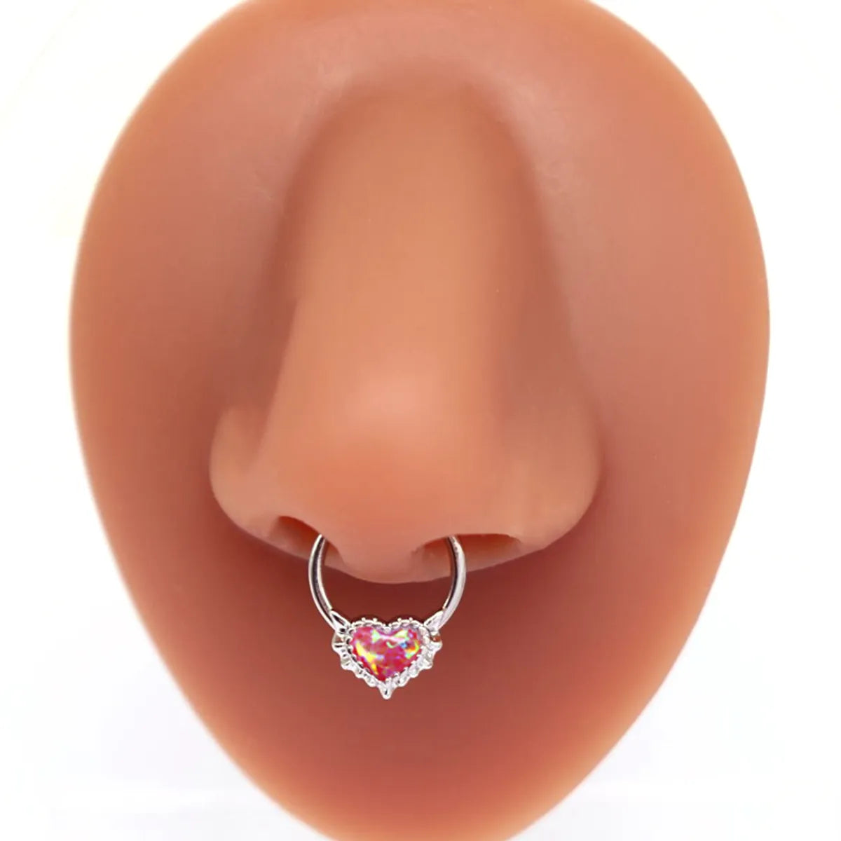 1 Piece Nose Rings & Studs Cute Sweet Heart Shape Stainless Steel Plating Inlay Opal Nose Ring