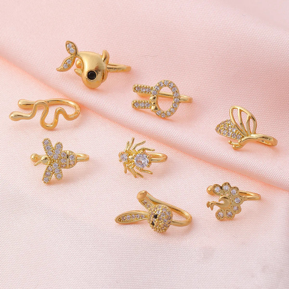 1 Piece Nose Rings & Studs Elegant Rabbit Snake Butterfly Copper Plating Nose Ring