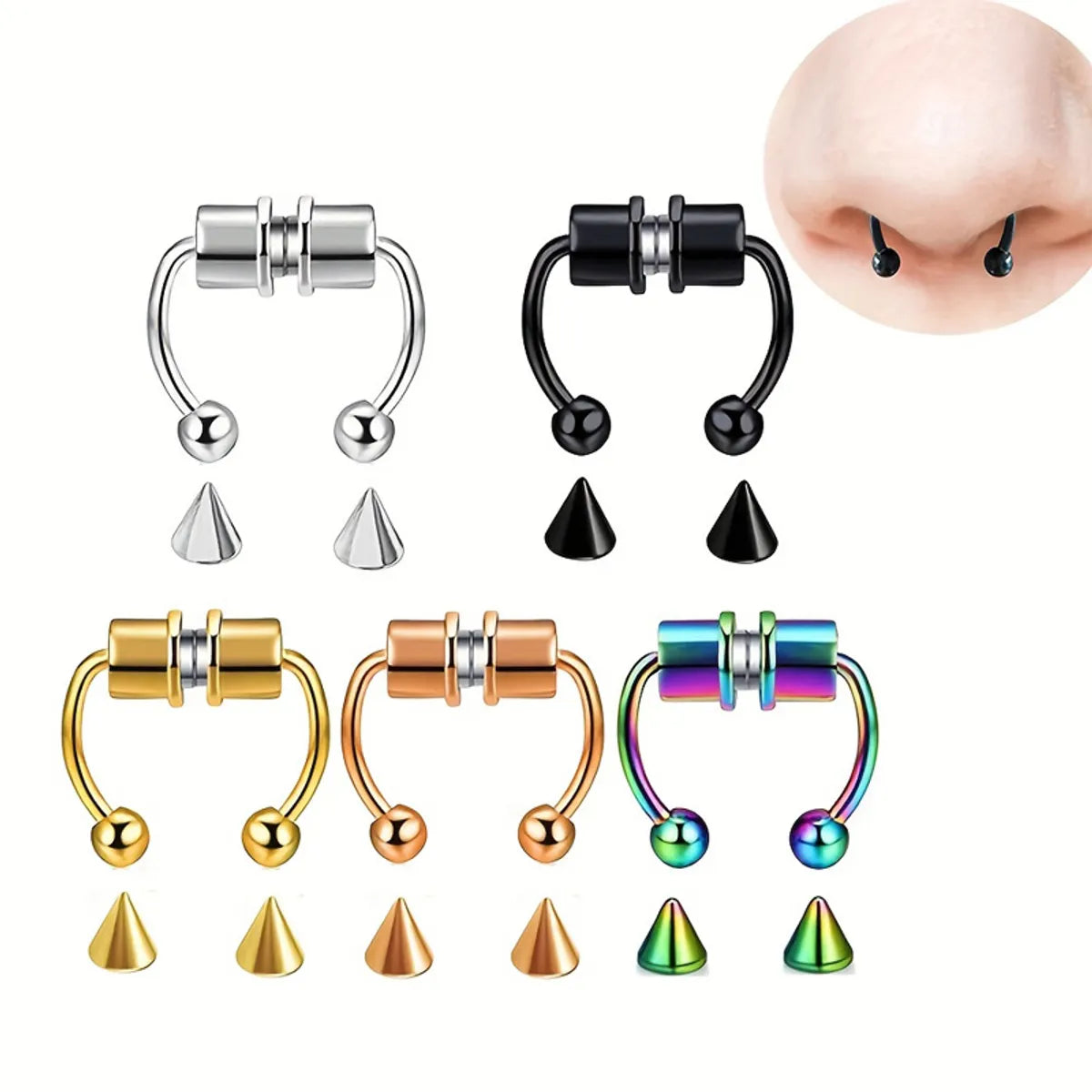 1 Piece Nose Rings & Studs Hip-Hop Classic Style Geometric 304 Stainless Steel 14K Gold Plated Nasal Splint