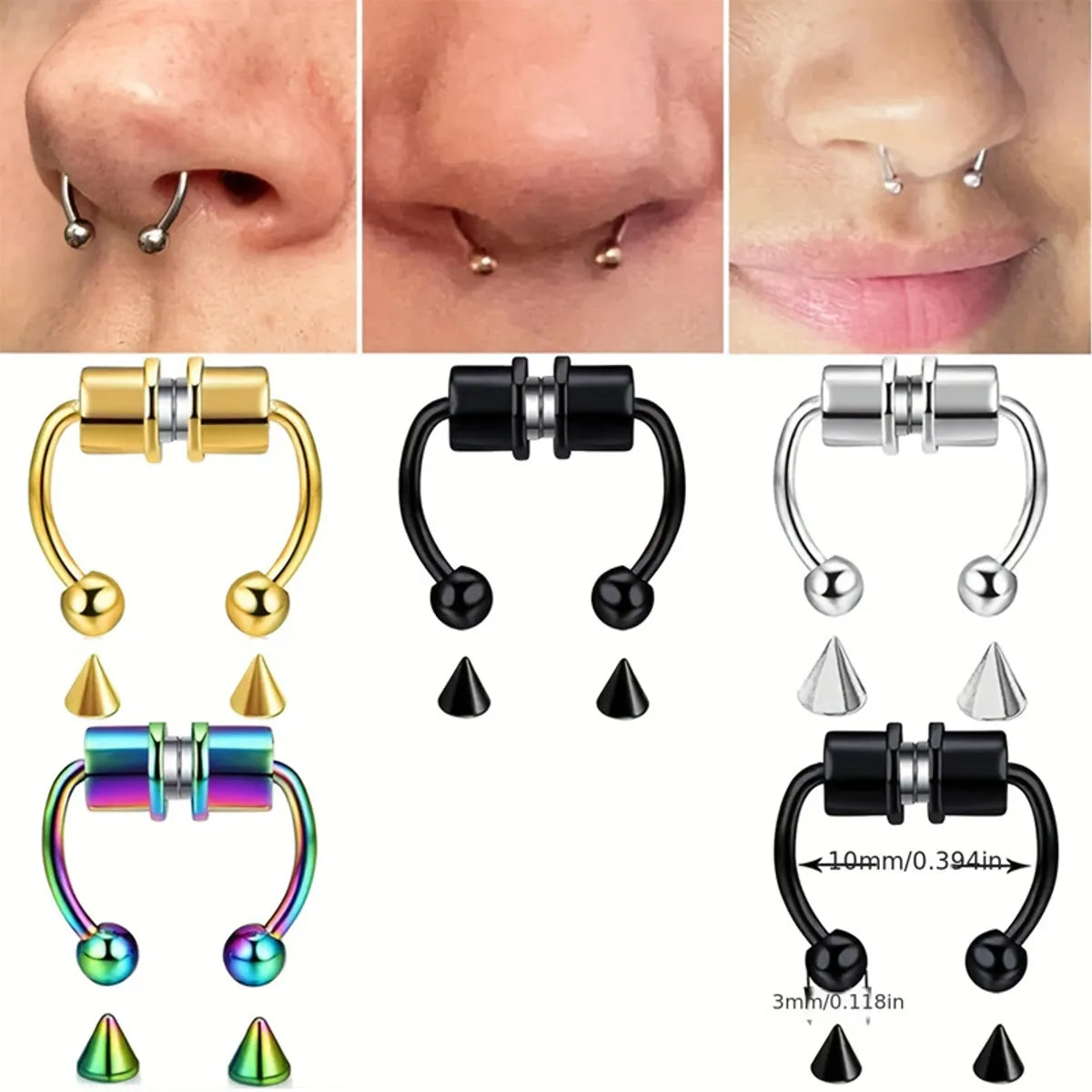 1 Piece Nose Rings & Studs Hip-Hop Classic Style Geometric 304 Stainless Steel 14K Gold Plated Nasal Splint