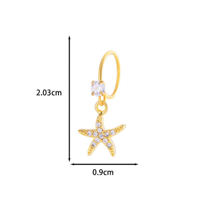 1 Piece Nose Rings & Studs IG Style French Style Simple Style Star Heart Shape Flower Copper Inlay Zircon Nose Rings & Studs