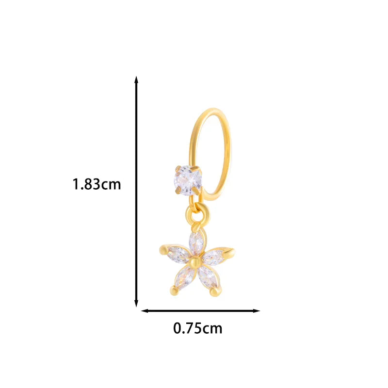 1 Piece Nose Rings & Studs IG Style French Style Simple Style Star Heart Shape Flower Copper Inlay Zircon Nose Rings & Studs