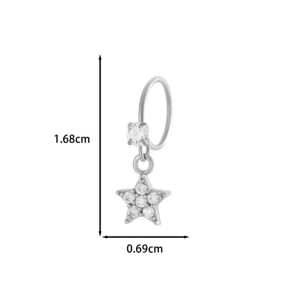 1 Piece Nose Rings & Studs IG Style French Style Simple Style Star Heart Shape Flower Copper Inlay Zircon Nose Rings & Studs