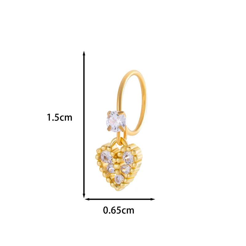 1 Piece Nose Rings & Studs IG Style French Style Simple Style Star Heart Shape Flower Copper Inlay Zircon Nose Rings & Studs