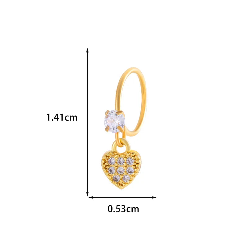 1 Piece Nose Rings & Studs IG Style French Style Simple Style Star Heart Shape Flower Copper Inlay Zircon Nose Rings & Studs