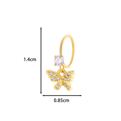 1 Piece Nose Rings & Studs IG Style French Style Simple Style Star Heart Shape Flower Copper Inlay Zircon Nose Rings & Studs