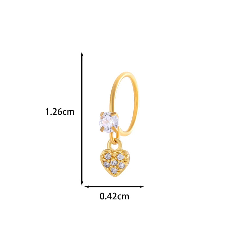 1 Piece Nose Rings & Studs IG Style French Style Simple Style Star Heart Shape Flower Copper Inlay Zircon Nose Rings & Studs