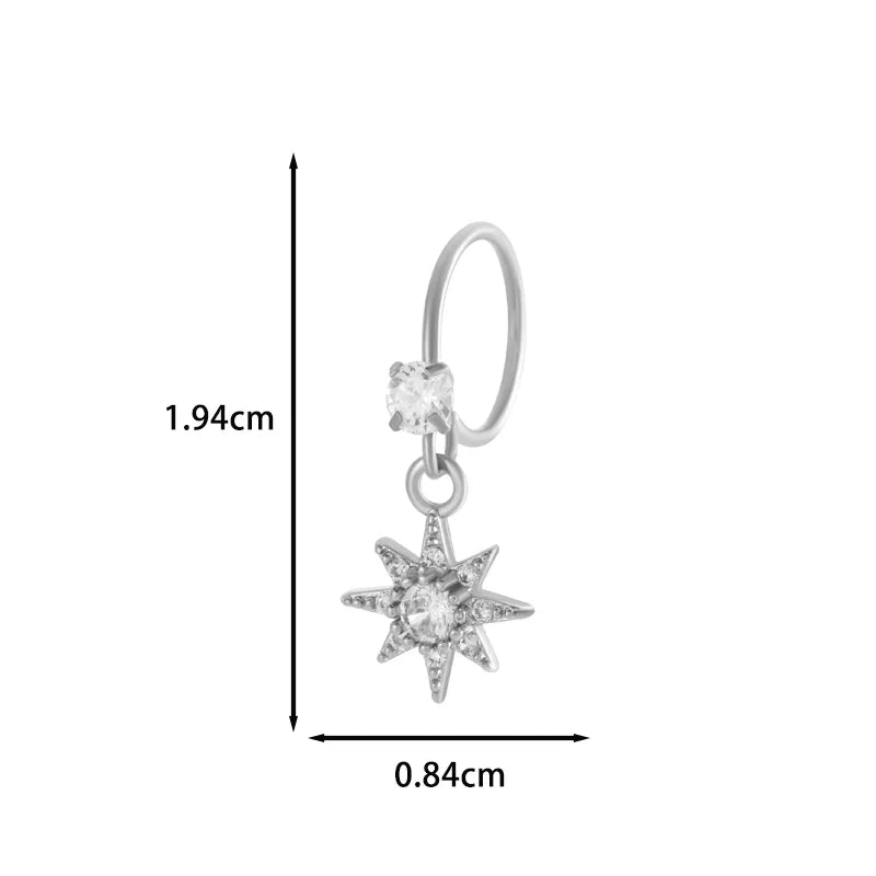 1 Piece Nose Rings & Studs IG Style French Style Simple Style Star Heart Shape Flower Copper Inlay Zircon Nose Rings & Studs