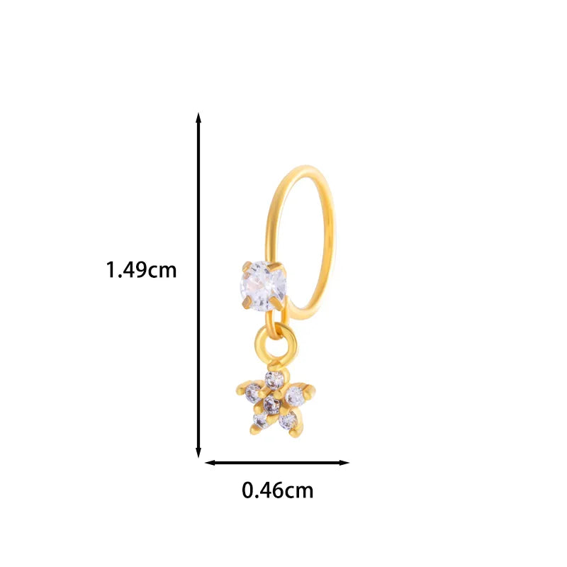 1 Piece Nose Rings & Studs IG Style French Style Simple Style Star Heart Shape Flower Copper Inlay Zircon Nose Rings & Studs