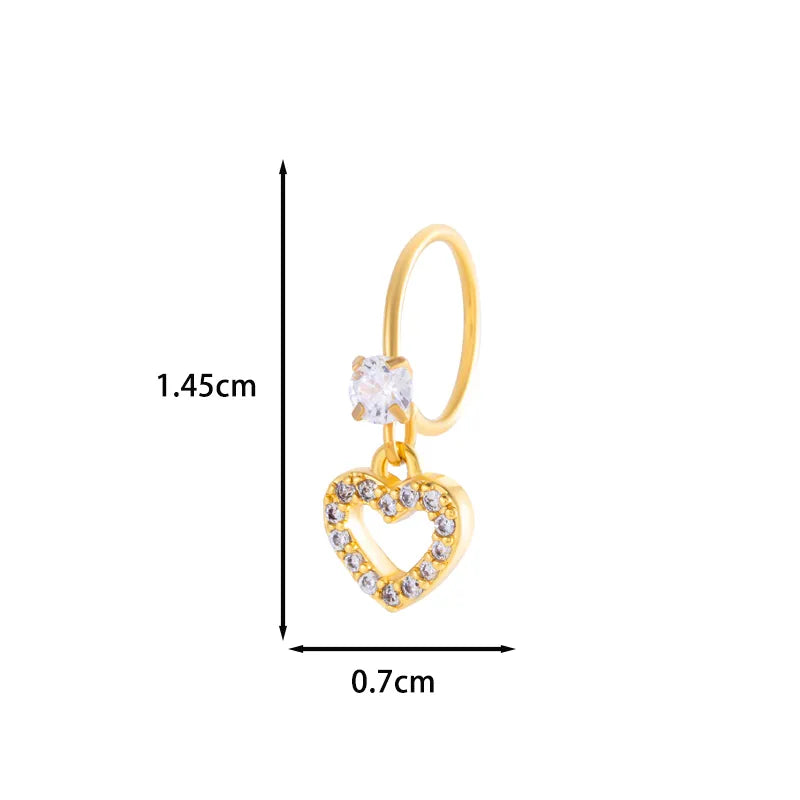 1 Piece Nose Rings & Studs IG Style French Style Simple Style Star Heart Shape Flower Copper Inlay Zircon Nose Rings & Studs