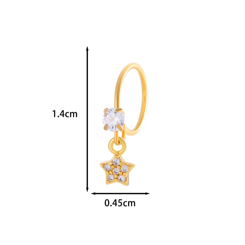 1 Piece Nose Rings & Studs IG Style French Style Simple Style Star Heart Shape Flower Copper Inlay Zircon Nose Rings & Studs