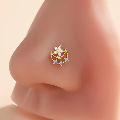 1 Piece Nose Rings & Studs Luxurious Classic Style Heart Shape Butterfly Copper Polishing Plating Zircon 18K Gold Plated Nose Rings & Studs