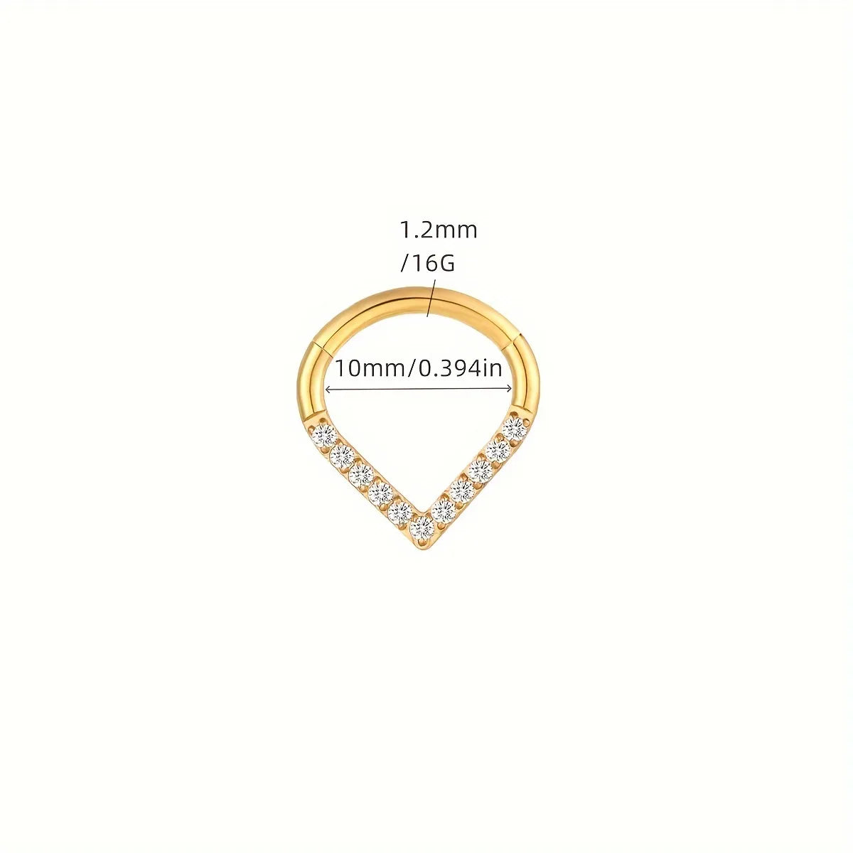 1 Piece Nose Rings & Studs Punk Simple Style Water Droplets 316L Stainless Steel  Inlay Carving Zircon 18K Gold Plated Ear Cartilage Rings & Studs Nose Rings & Studs