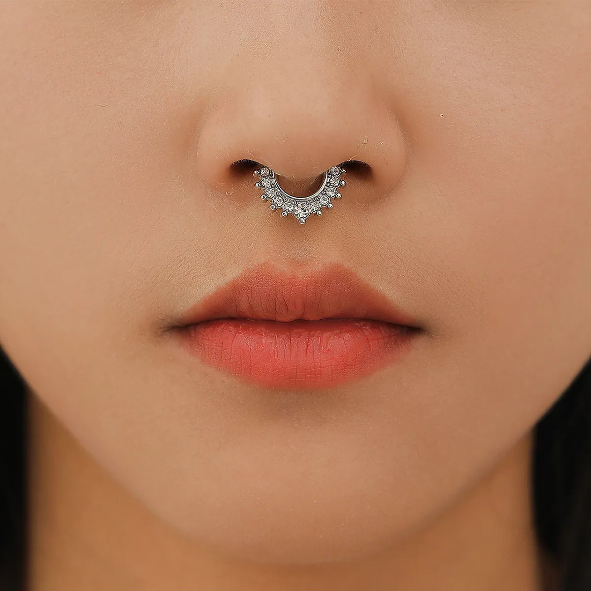 1 Piece Nose Rings & Studs Simple Style Classic Style Color Block Copper Inlay Rhinestones Nose Rings & Studs