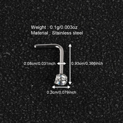 1 Piece Nose Rings & Studs Simple Style Classic Style Geometric 303 Stainless Steel Polishing Inlay Zircon Nose Rings & Studs