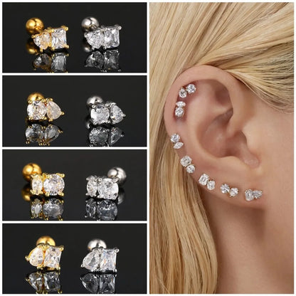 1 Piece Nose Rings & Studs Simple Style Classic Style Geometric Copper Inlay Zircon Nose Rings & Studs