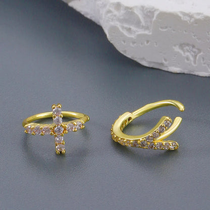 1 Piece Nose Rings & Studs Simple Style Classic Style Solid Color Copper Inlay Zircon Nose Rings & Studs